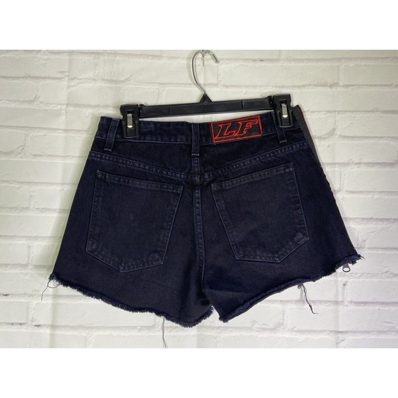 LF The Brand Shorts Women Size 26 Black Button-fly Red Zip Detail Cut-offs NEW - Picture 2 of 11